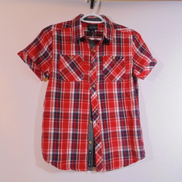 Lucky Brand short sleeve shirt button front kids M - Picture 1 of 5